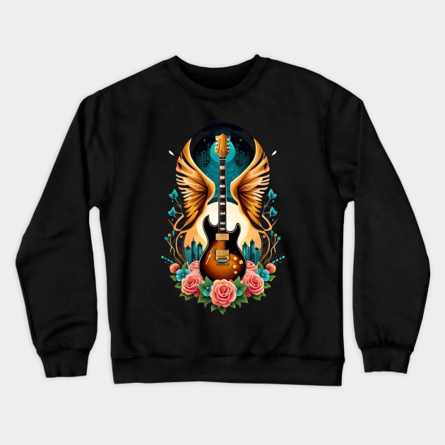 Electric guitar style tattoo colorful 29 Crewneck Sweatshirt by Dandeliontattoo